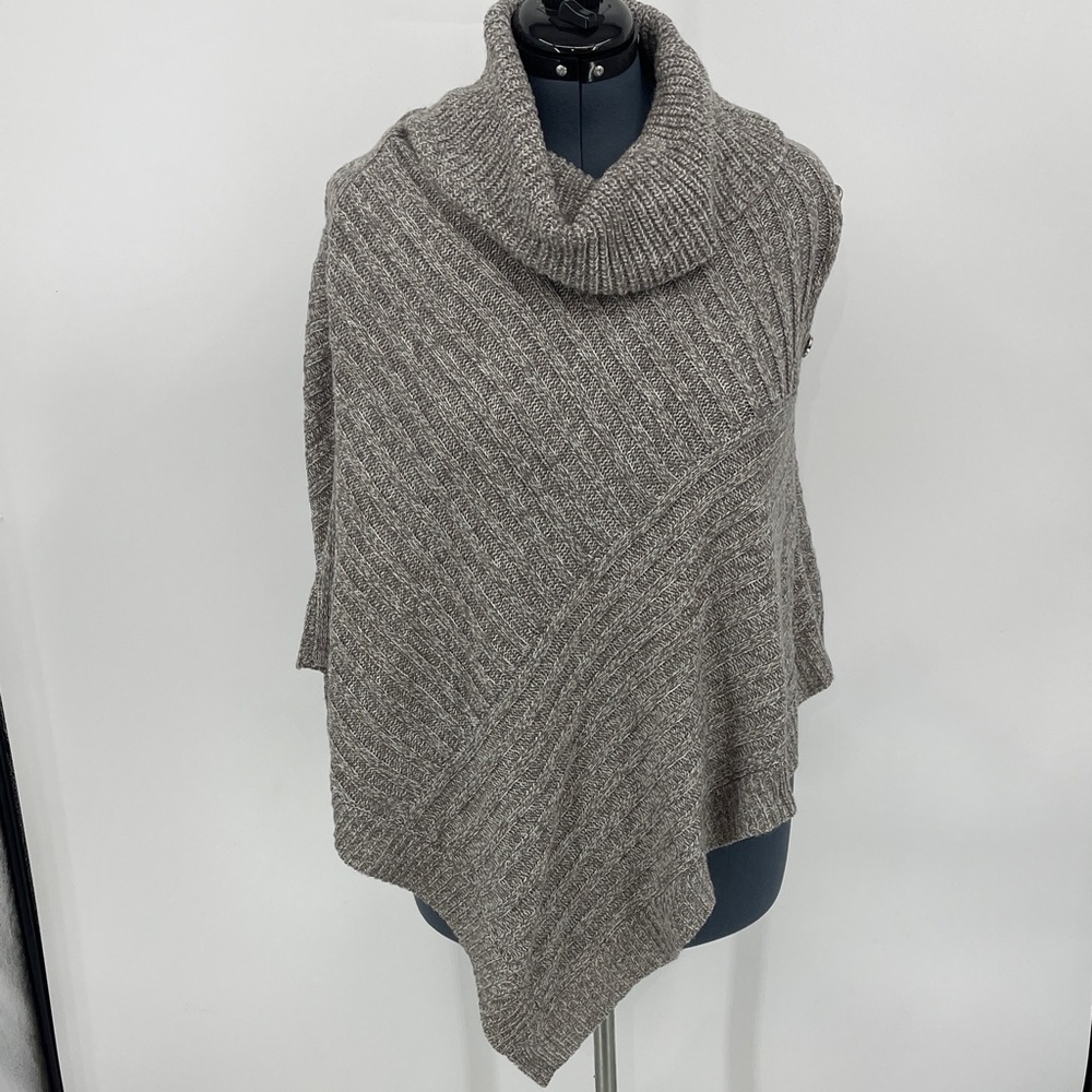 KAREN SCOTT WOMENS SIZE S/M Cowl Neck KNIT Sweater Poncho - Brown